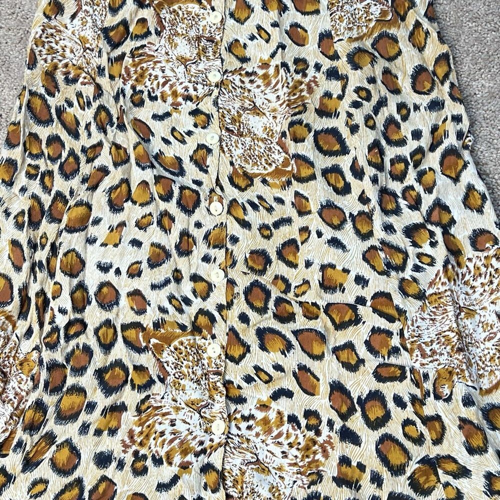 Symphony Leopard Print Midi Button Front Skirt Women's M Vintage Bohemian - Picture 5 of 11